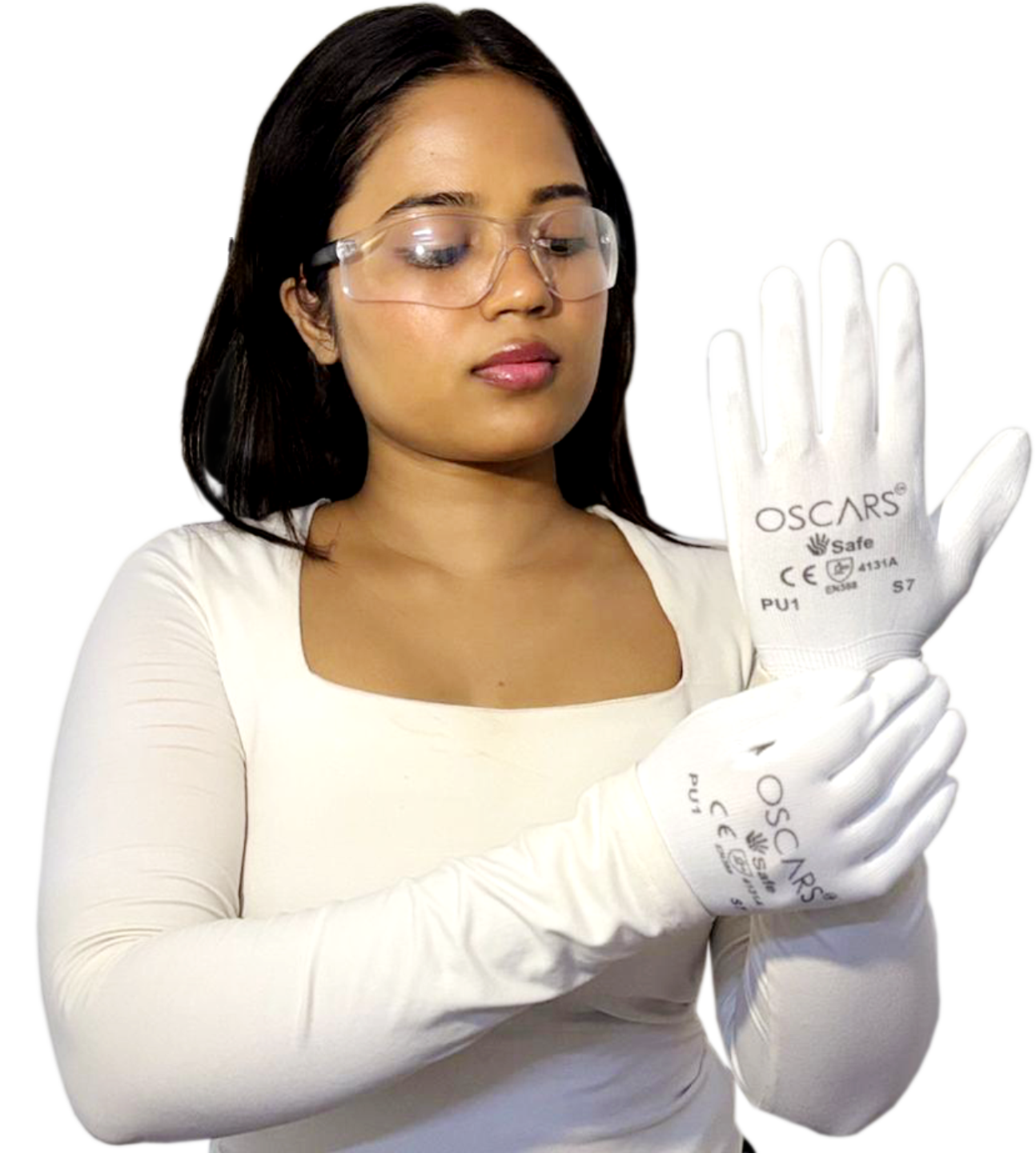 Professional wearing safety gloves