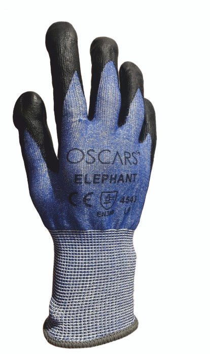18G Melange Blue Cut Resistant Yarn Black Nitrile Foam Palm Coated Glove Cut & Impact glove
