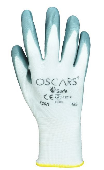 13G White Polyester White Nitrile Palm Coated Glove General Handling glove