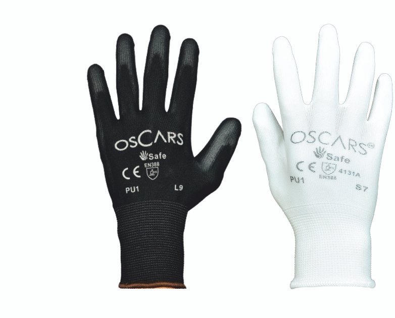 13G Black Polyester Black PU Palm Coated Glove General Handling glove